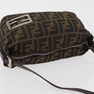 FENDI Zucca Canvas Hand Bag Brown Black Auth