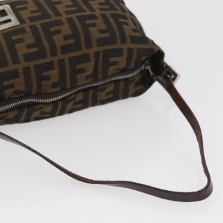 FENDI Zucca Canvas Hand Bag Brown Black Auth