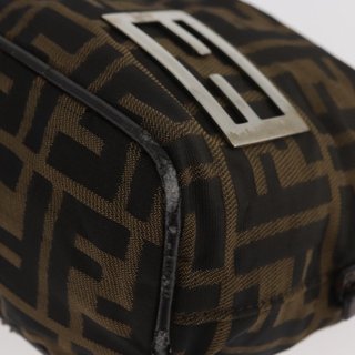FENDI Zucca Canvas Hand Bag Brown Black Auth