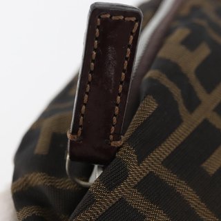 FENDI Zucca Canvas Hand Bag Brown Black Auth