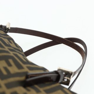 FENDI Zucca Canvas Hand Bag Black Brown Auth