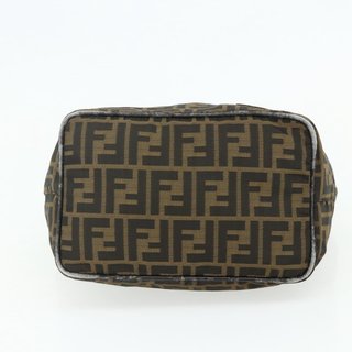 FENDI Zucca Canvas Hand Bag Black Brown Auth