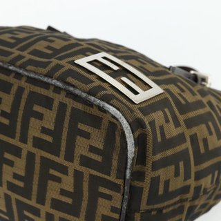 FENDI Zucca Canvas Hand Bag Black Brown Auth