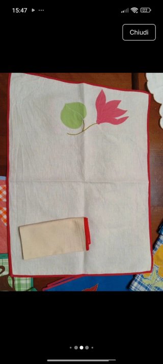 Tovagliette ricamate a mano, vintage, cotone