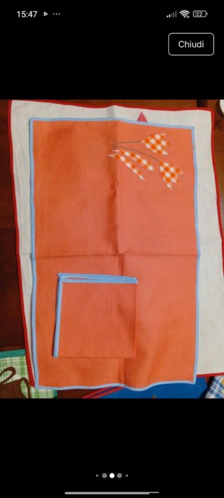 Tovagliette ricamate a mano, vintage, cotone
