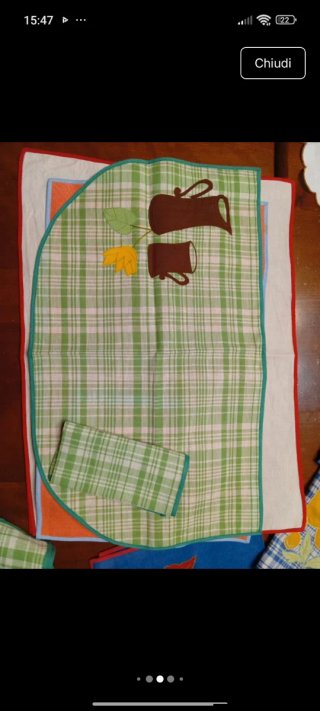 Tovagliette ricamate a mano, vintage, cotone