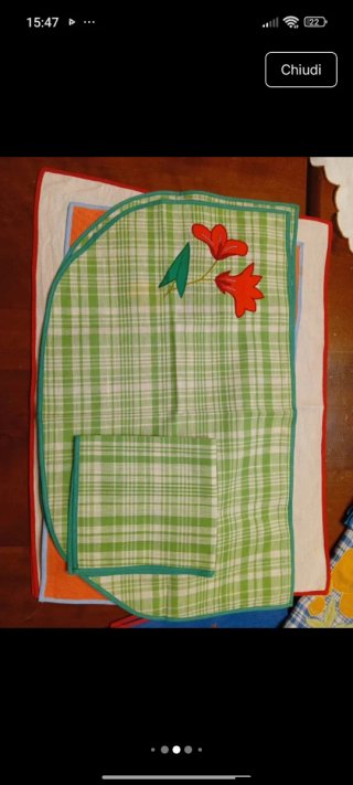 Tovagliette ricamate a mano, vintage, cotone