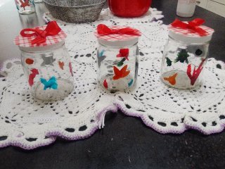 Set 3 Vasetti Vetro Decorati Fatti a Mano
