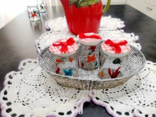 Set 3 Vasetti Vetro Decorati Fatti a Mano