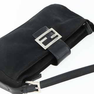 FENDI Mamma Baguette Shoulder Bag Nylon Black
