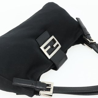 FENDI Mamma Baguette Shoulder Bag Nylon Black