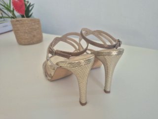 Sandalias Lodi tacón oro y plata