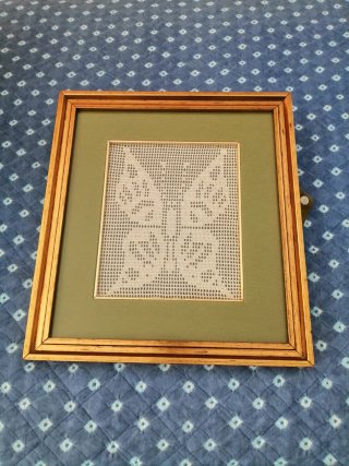 Quadro vintage farfalla crochet fatto a mano