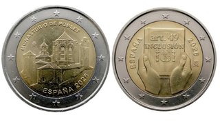 2 Monedas 2€ España 2023 (Inclusión y Poblet)
