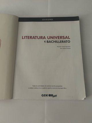 Literatura Universal 1º Bachillerato. Libro del...