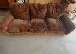 Divano 3 Posti Camoscio Marrone / Pelle Scamosciat