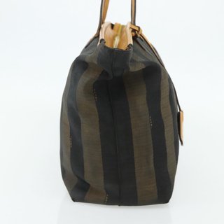 FENDI Pecan Canvas Tote Bag Brown Black Auth