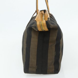 FENDI Pecan Canvas Tote Bag Brown Black Auth