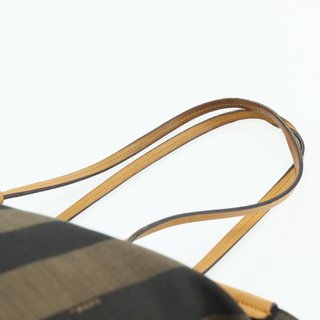 FENDI Pecan Canvas Tote Bag Brown Black Auth