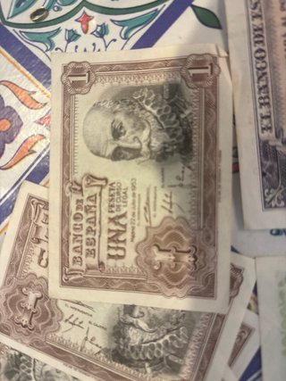 Billetes lote de 25 pesetas, 5 pesetas y 1  peseta