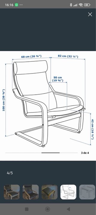 Sillón y reposapiés Poäng cuero