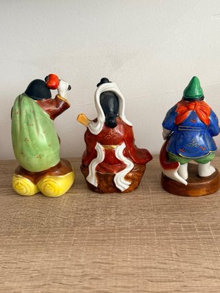 Lote 3 figuras orientales porcelana pintada a mano