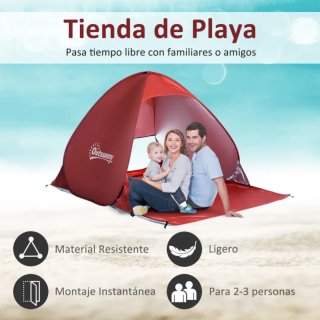 Tienda de Playa Outsunny Roja