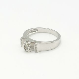 Anillo Solitario Oro 18K, Diamantes, 4.64gr, T-14
