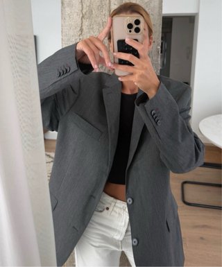 Blazer gris chaqueta americana oversize