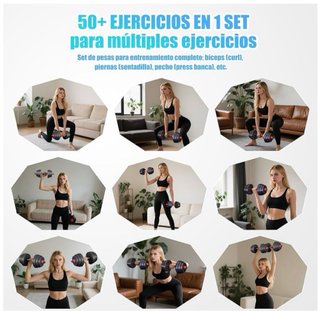 Mancuernas Ajustables 20kg Mancuernas + Barra
