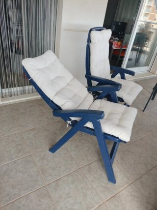 2 Sillones exteriores azul con colchoneta