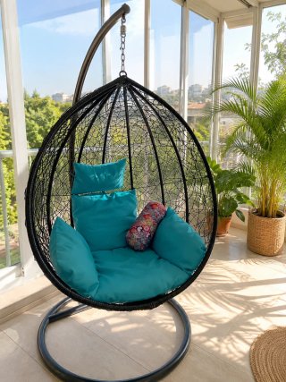 Silla - Sillon Colgante Diseño Negro y Turquesa