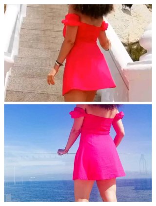 Vestido corto Bershka, color coral. talla XL