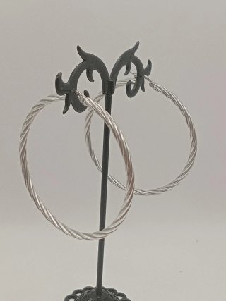 Orecchini cerchio/anello tubolare torchon argento