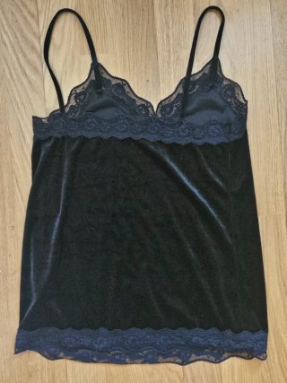 Top lencero terciopelo negro Talla S