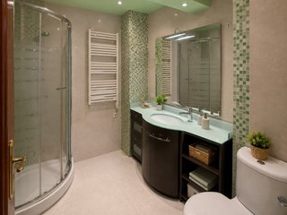 Mueble de baño madera y cristal