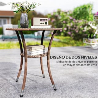 Tavolo da giardino in rattan e vetro