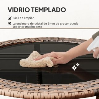 Tavolo da giardino in rattan e vetro