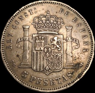 Moneda 5 Pesetas 1891 Alfonso XIII Plata