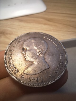 Moneda 5 Pesetas 1891 Alfonso XIII Plata