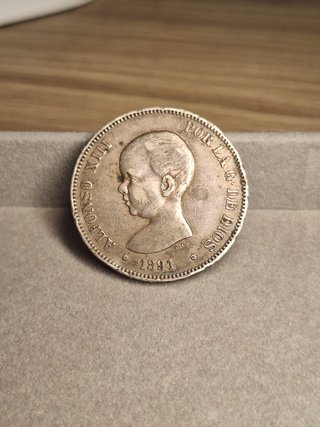 Moneda 5 Pesetas 1891 Alfonso XIII Plata
