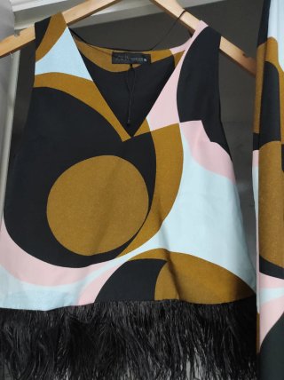 Conjunto Zara Pantalón y Top Plumas