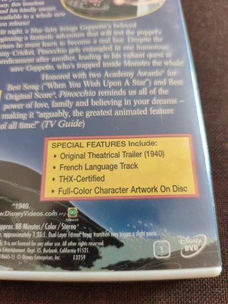 DVD Disney Pinocho Edición LIMITED ISSUE ( U.S.A )