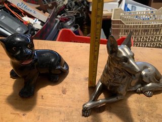 Set statuine cane, pantera e leopardo