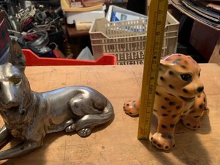 Set statuine cane, pantera e leopardo
