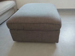 Puff Reposapiés Tela Gris con Almacenaje