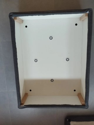 Puff Reposapiés Tela Gris con Almacenaje