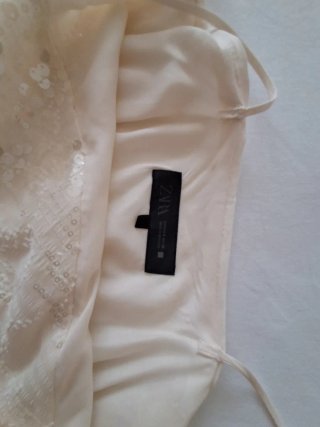 Zara Vestido Lantejoulas Creme Y2k (36/S)