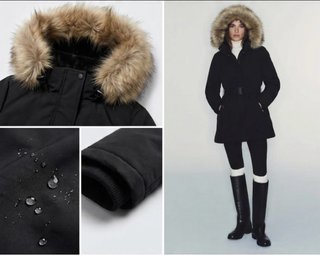 Abrigo Anorak Negro Talla XS con Capucha