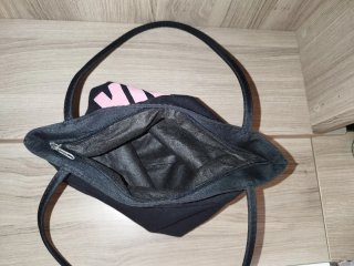 Borsa Pink Bag nera e rosa glitterata 30x28cm